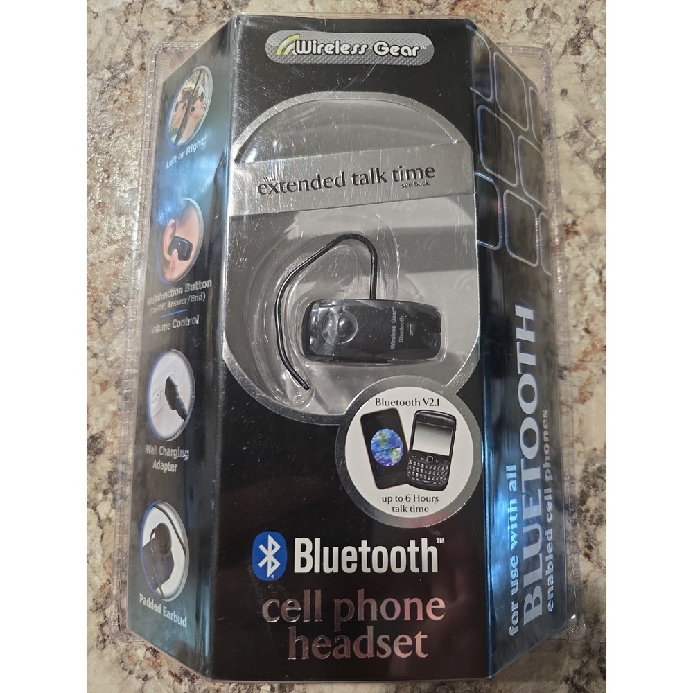 Wireless Gear Bluetooth Cell Phone Headset Model 4PR909 Black